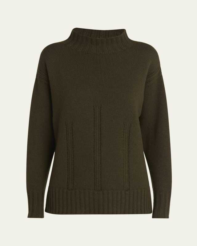 Mock-Neck Wool-Cotton Sweater